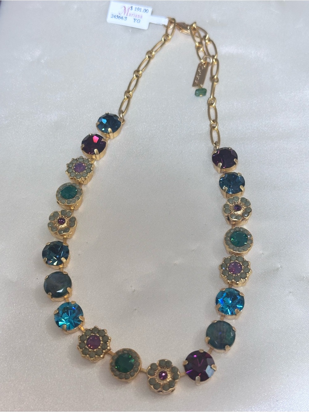 Gold-Tone Multicolor Crystal Floral Necklace - Women Jewelry